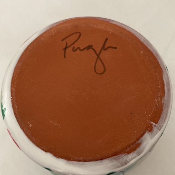 Jan Pugh Small Red-ware Pottery Vase Pot Planter Abstract Print - Picture 7 of 7